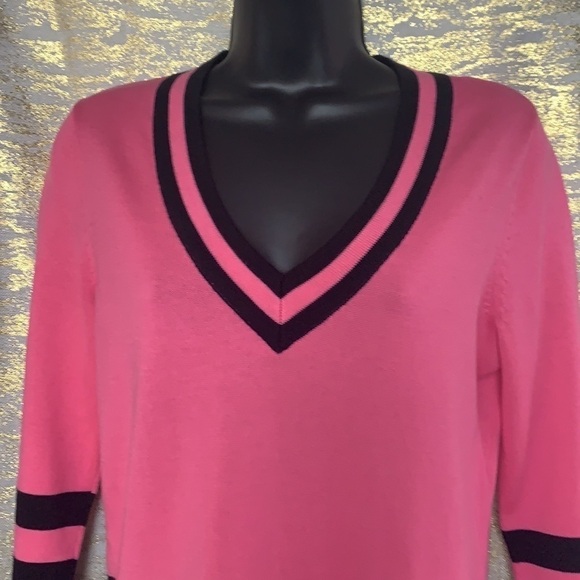 Lauren Active By Ralph Lauren Pink/Black 100% cotton Cricket Sweater Size S - Picture 3 of 11